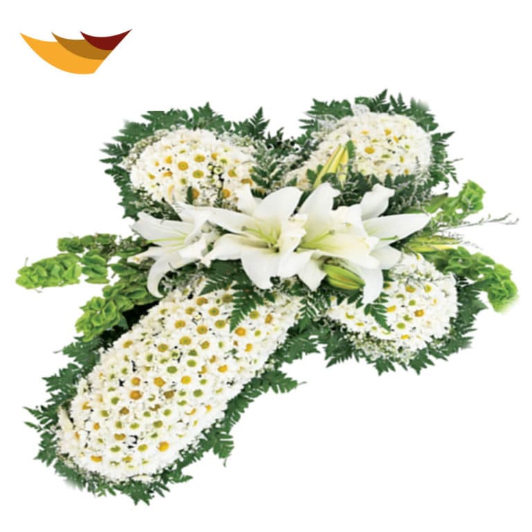CRUZ DE MARGARITAS Y LILIUM DE 50 CMS